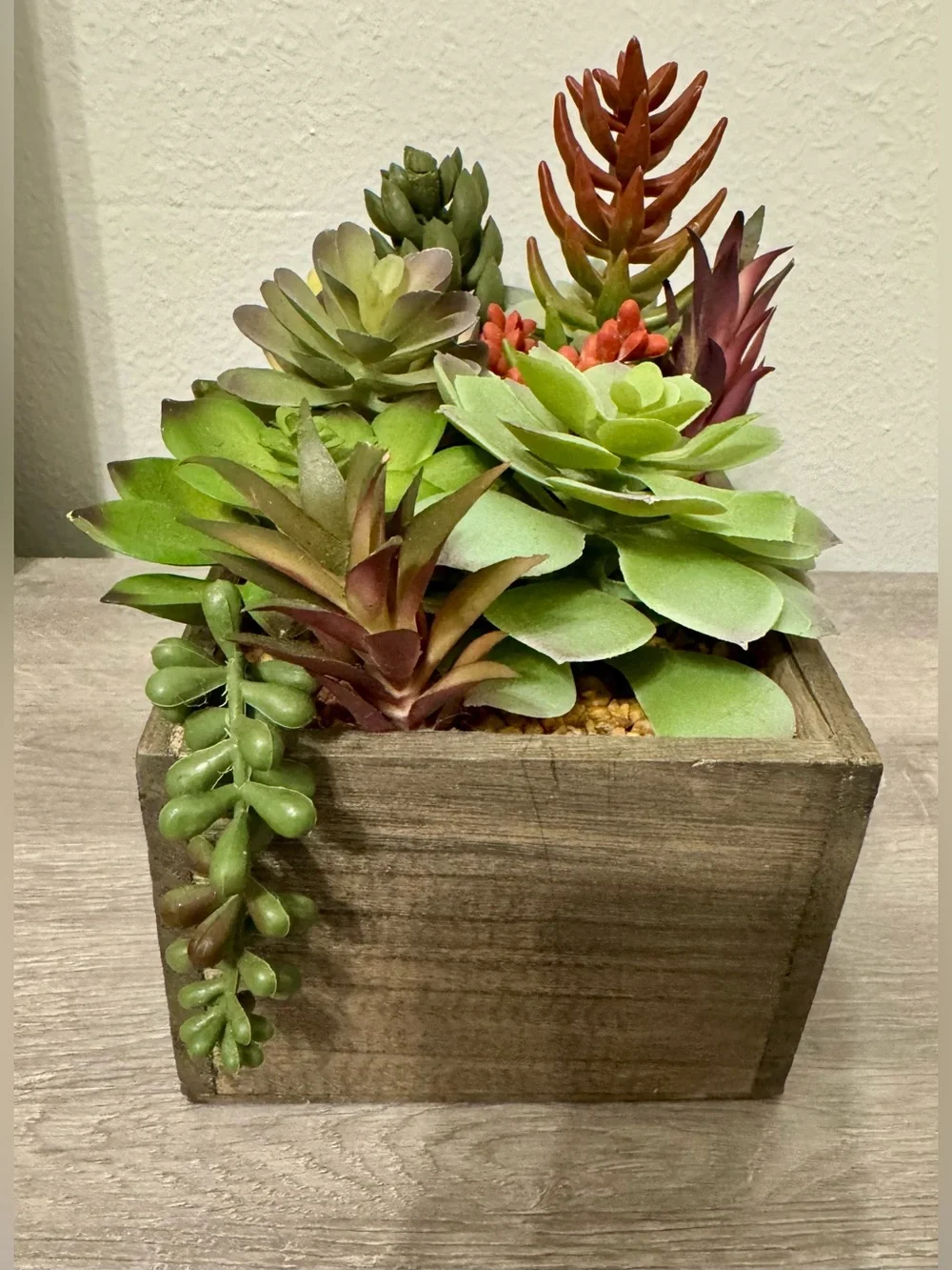 Better Homes & Gardens Faux Succulent Arrangement in a Wooden Box (9.75 x 6.5 in